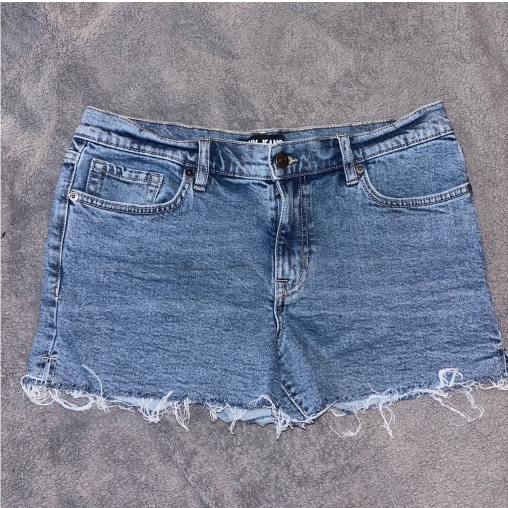 DKNY Frayed Hem Blue Jean Shorts